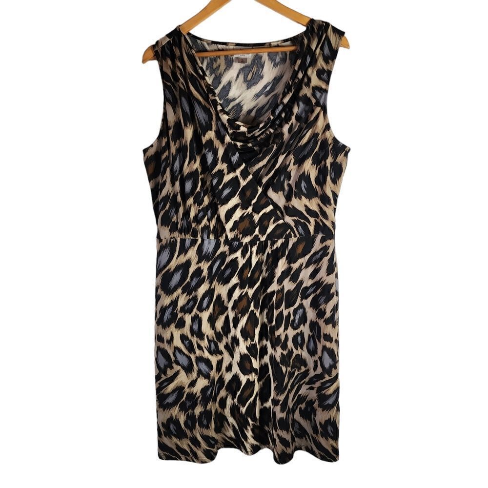 Worthington Leopard Print Cowel Scoop Neck Dress